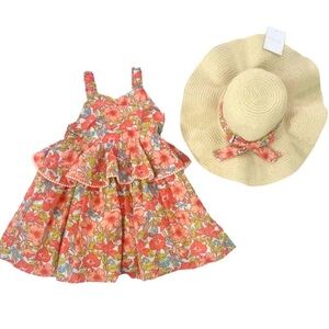 Shabby Chic Girls 4T 2-Piece Floral Dress & Hat Set NWT